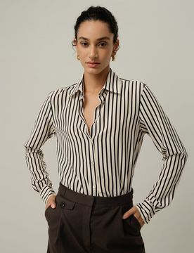 Chemise Soie Rayée Inkstripe Élégante XL