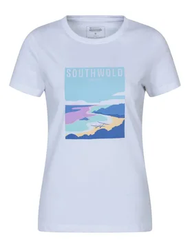 Women's 'Southwold' Lightweight Casual Short Sleeve 100% Cotton Graphic T-Shirt in White Size: 10 - White - Size: 10 - Mountain Warehouse - FashionsVida