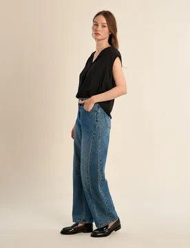 Top de mujer de manga corta detalle pliegues - Molly Bracken - FashionsVida