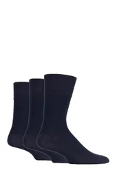Mens 3 Pair Plain Cotton Socks Navy 6-11 Mens - Blue - Size: 6-11 Mens
