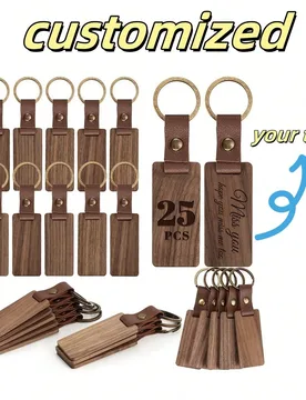 Piezas de llaveros de madera personalizables, llaveros de madera grabados para mochila, recuerdos personalizados de reunión familiar, regalos persona - Shein - FashionsVida