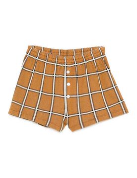 Shorts in misto seta-lino a quadri