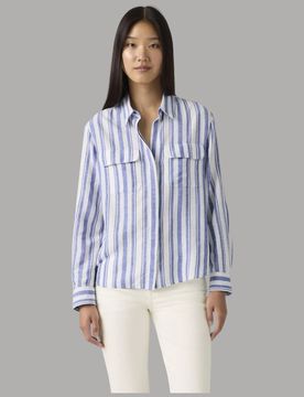 Camicia Donna Righe Lino Cotone Elaine Utility