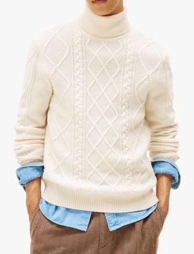 Pull à col roulé en laine mélangée