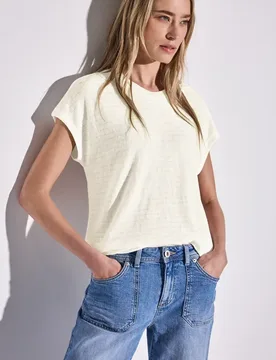 Shirt mit Streifenstruktur female Weiß - Street One - FashionsVida