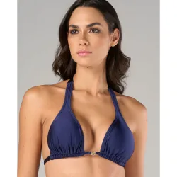 Top de bikini cuello halter liso con relleno