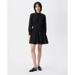 Vestido corto de gasa de algodón bordado