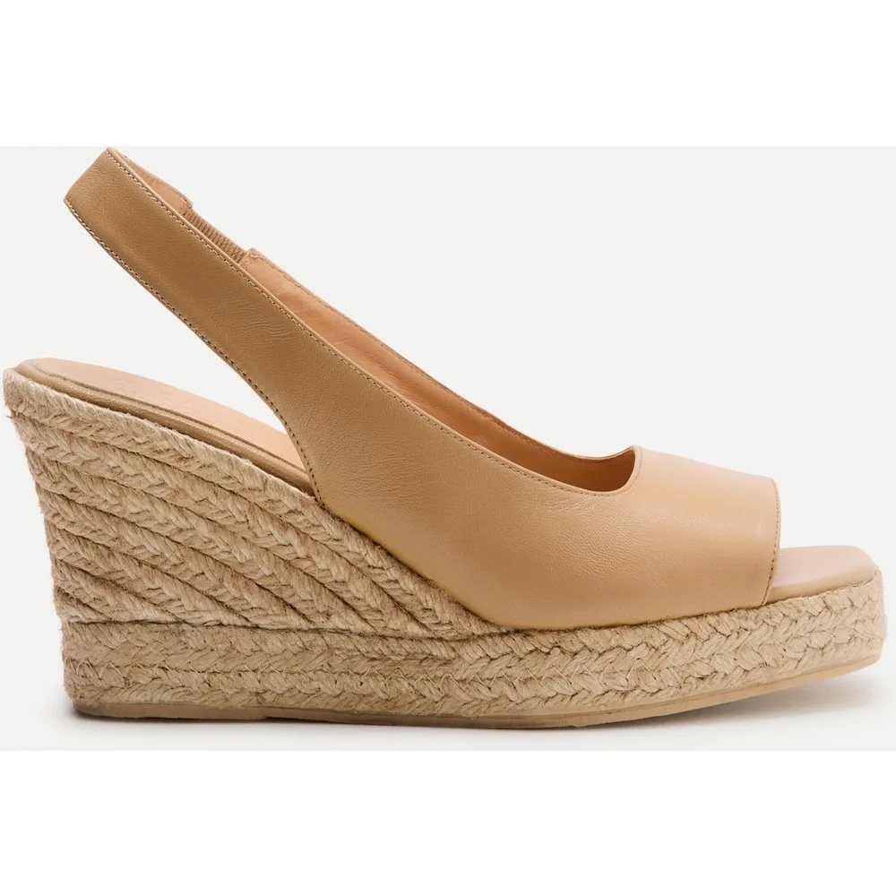 Alpargatas cuña de mujer tipo peep toe en piel - Latouche - FashionsVida
