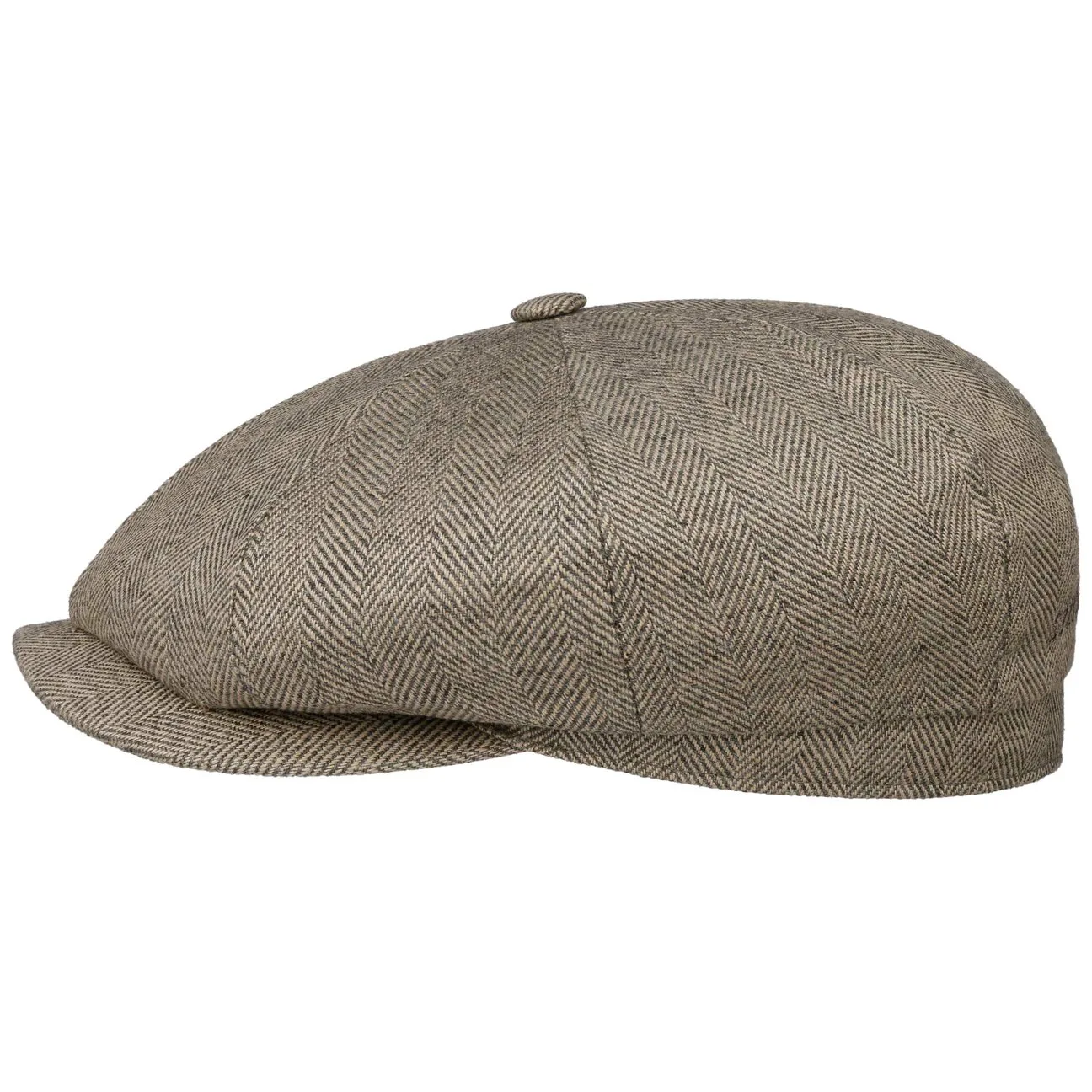 Hatteras Organic Herringbone Flat Cap by - beige - Herren - Size: XL (60-61 cm) - Stetson - FashionsVida