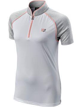 Polo mit Zip, weiss/aprikot s