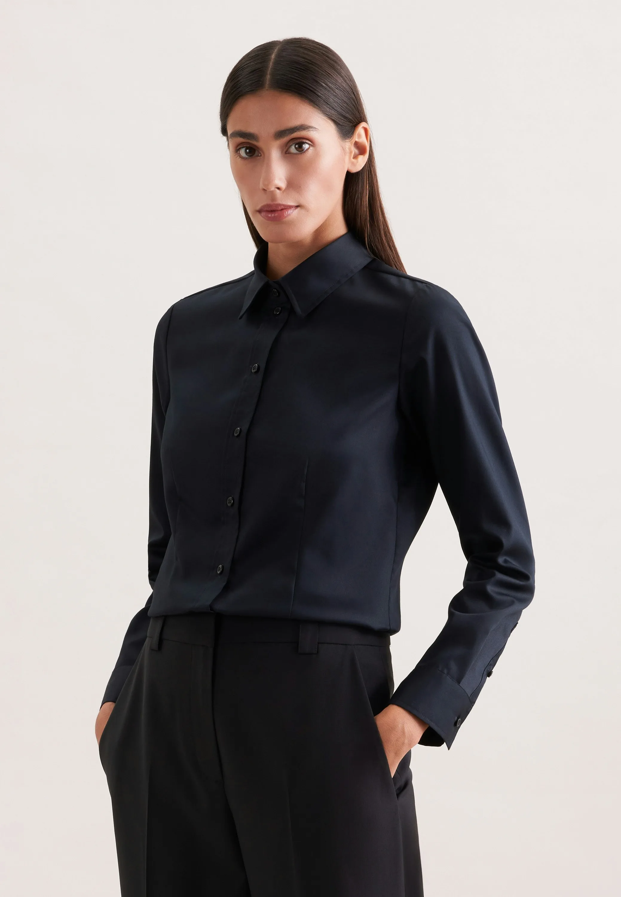 Hemdbluse regular fit Schwarz 40 - Seidensticker.com - FashionsVida