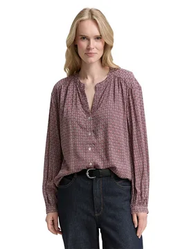 Chemisier à Manches Longues 1047584 Red Geometric Minimal Design 38 - Tom tailor - FashionsVida