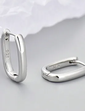 Par de pendientes de plata de ley 925 con forma de U de 13-15 mm de brillo, estilo minimalista y casual, regalo de joyería de alta calidad para mujer - Shein - FashionsVida
