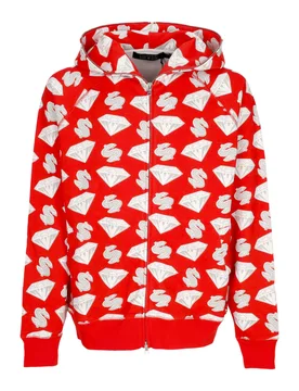 Felpa Leggera Cappuccio Zip Uomo Diamonds & Dollars Zip-through Hooded Red - Billionaire Boys Club - FashionsVida