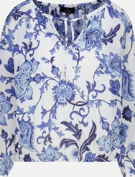 Bluse mit Allover-Blumenmuster Blau 46