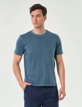 T-shirt mezza manica avio in cotone fiammato - Impure - FashionsVida
