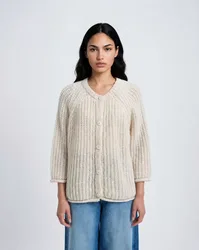 HAIRY ROUND NECK 3/4 SLV CARDIGAN female