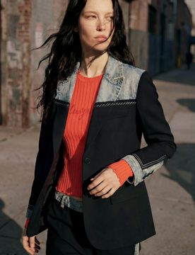 Americana bimateria, Mujer, Negro, XS