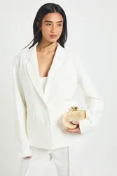 Womens Petite Essential Relaxed Blazer - White - Size 12 Uk