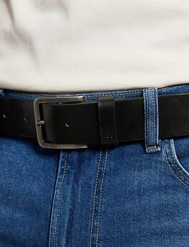Embossed Logo Leather Belt Black Größe 100 male