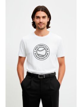 Para hombre. 50553648 Camiseta con ilustración de tenis (L), Casual, Algodón, Manga corta