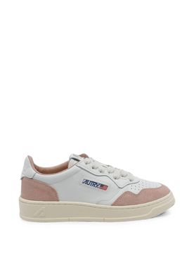 Women's Leather, Suede & Nylon Sneakers with Micro-Perforated Toe and Padded Collar