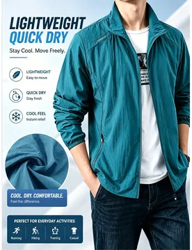 Chaqueta de piel ultra ligera para hombre, uso de verano, cárdigan de corte slim minimalista con cremallera, apto para uso en la ciudad y al aire lib - Shein - FashionsVida