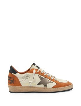 Embellished Star Leather Sneakers with Contrast Logo and Heel Lettering