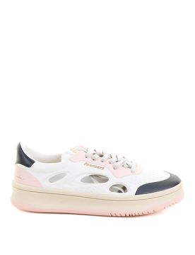 Sneaker Bianco Rosa In Pelle