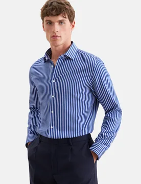 Slim Business Hemd Gestreift Blau 43 - Seidensticker - FashionsVida