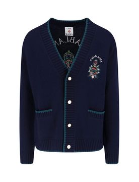 Men's Wool-Cashmere Sweater with Hotel Emblem Detail
