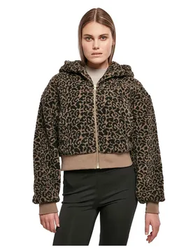 Giacca Short Oversized Aop Sherpa Dark Taupe Leo 3XL - Urban classics - FashionsVida
