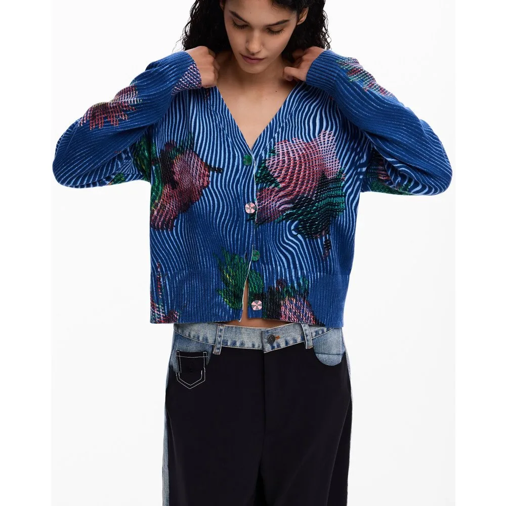 Jersey de mujer cárdigan flores - Desigual - FashionsVida