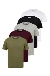Mens Wine Cotton 5-Pack Short Sleeve T-Shirts - Size Medium