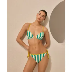 Braga de bikini estampado de rayas con lazo fino