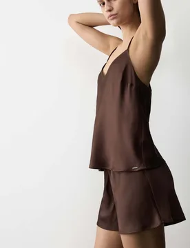 Satin Pyjama Shorts Medium Brown female - Autograph - FashionsVida