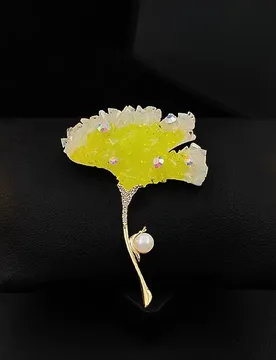 Lemon Yellow Ginkgo Leaf Brooch for Women Elegant Dress Accessory Cardigan Pin Sweater Pearl Corsage Fashion Jewelry Gifts 6036 - Aliexpress - FashionsVida