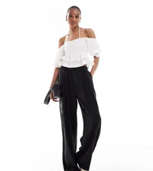 Womens Design Premium Casual Pull On Trousers With Pleat Detail In Washed Black - Size 6 Uk