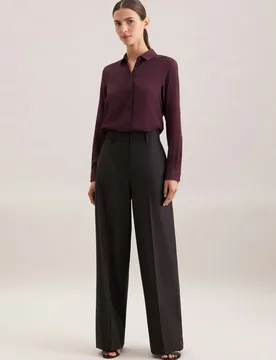 Gerade Hose mit Bügelfalten aus einer Wollmischung Schwarz 42 - Seidensticker.com - FashionsVida