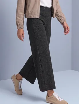 High Waist Wide Leg Hose mit feinem Muster female Schwarz - Street One - FashionsVida