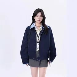Color-Block Patchwork Plaid Jacket Unisex 2026 Autumn Trendy Loose Casual Coat
