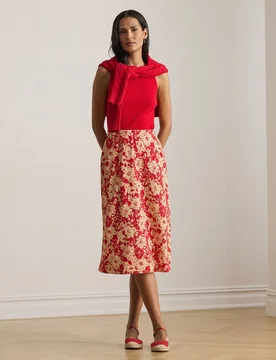Falda midi con corte evasé de flores - Lauren Ralph Lauren - FashionsVida