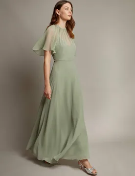 Round Neck Angel Sleeve Maxi Tea Dress Navy female - Monsoon - FashionsVida