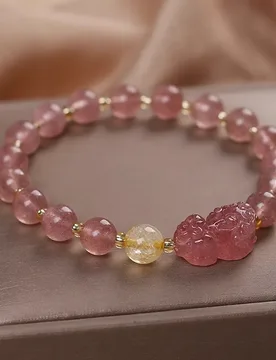 Natural for Women, Strawberry Crystal Pixiu Bracelet, Same Style as Temple Merchandise, Traditional Chinese Sty - Aliexpress - FashionsVida