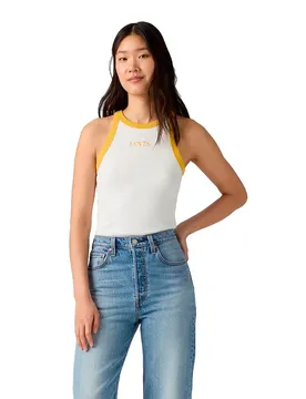 T-shirt Sans Manches Essential Racer Egret / Spicy Mustard M