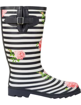 Women's Elena Floral Wellington Boots in Navy Size: 6 - Navy - Size: 6 - Trespass - FashionsVida