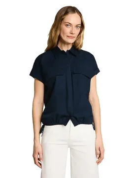Blouse à Manches Courtes 1051079 Sky Captain Blue 38 - Tom tailor - FashionsVida