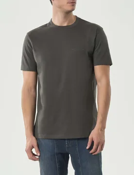 T-shirt Exchange verde militare in cotone con piccolo logo stampato sul petto in tono - Armani - FashionsVida