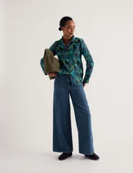Pure Cotton Textured Geometric Shirt Teal Mix female