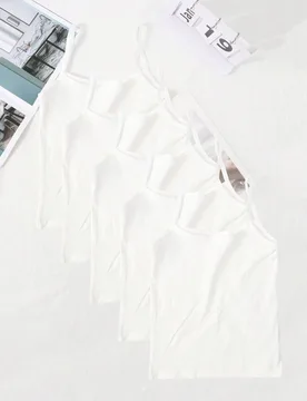 Set de 5 piezas de ropa interior tipo camiseta en color liso cómoda para niña preadolescente - Shein - FashionsVida
